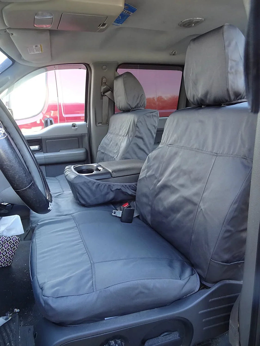 F364 2004-2008 Ford F150 Super Crew Front 40/20/40 Split Seat With Adjustable Headrests and Opening Center Console in Gray Twill