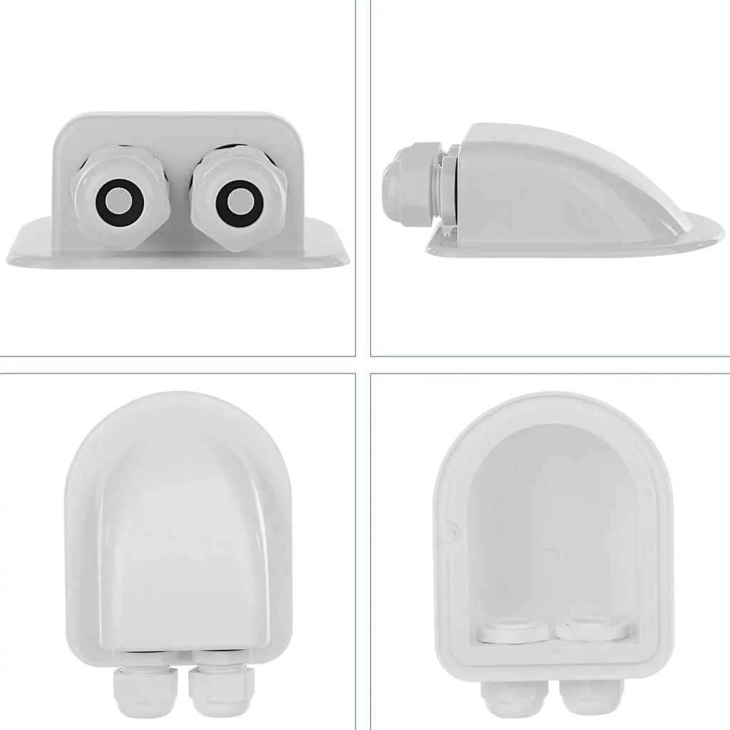 Restmo IP68 Waterproof Solar Cable Entry Gland, Weather Resistant Dual Cable Entry Housing for Solar Panels of RV, Caravan, Marine, Boat, Cabin, White
