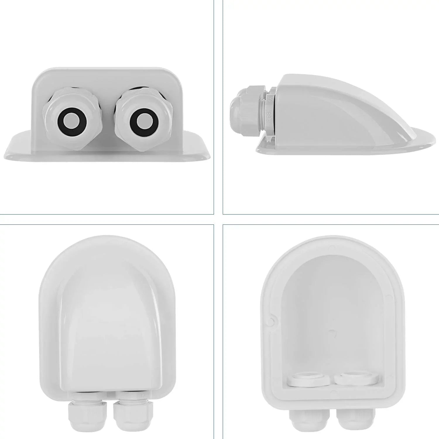 Restmo IP68 Waterproof Solar Cable Entry Gland, Weather Resistant Dual Cable Entry Housing for Solar Panels of RV, Caravan, Marine, Boat, Cabin, White