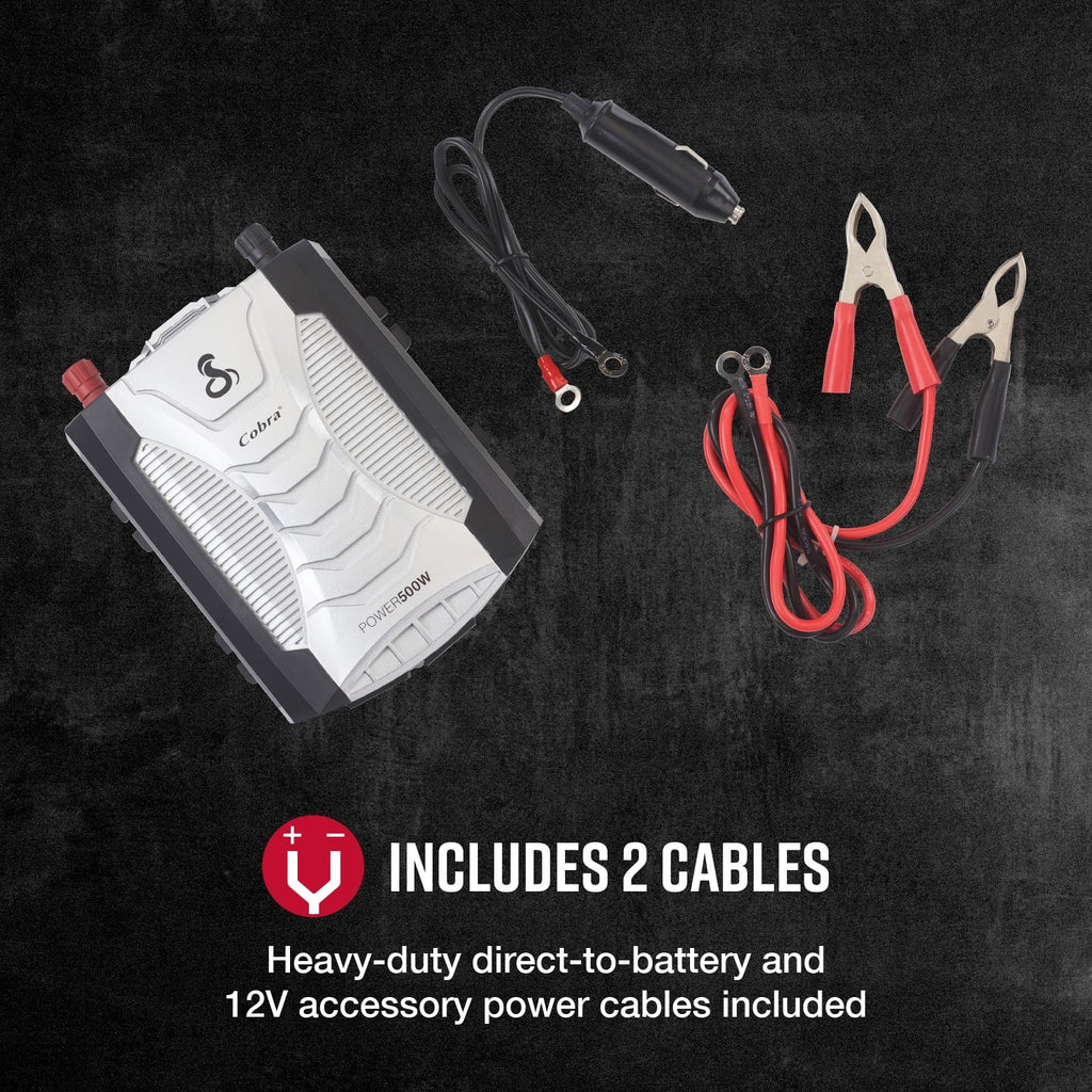 Cobra POWER 500W | Power 500-Watt Power Inverter with Fast Charge USB (CPI 500W)