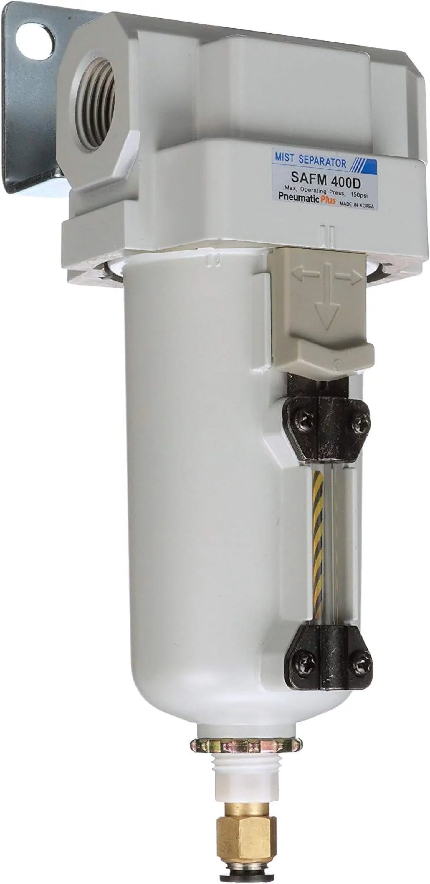 compressed air coalescing filter, 0.1 micron, 1/2" npt - metal bowl, auto drain, bracket