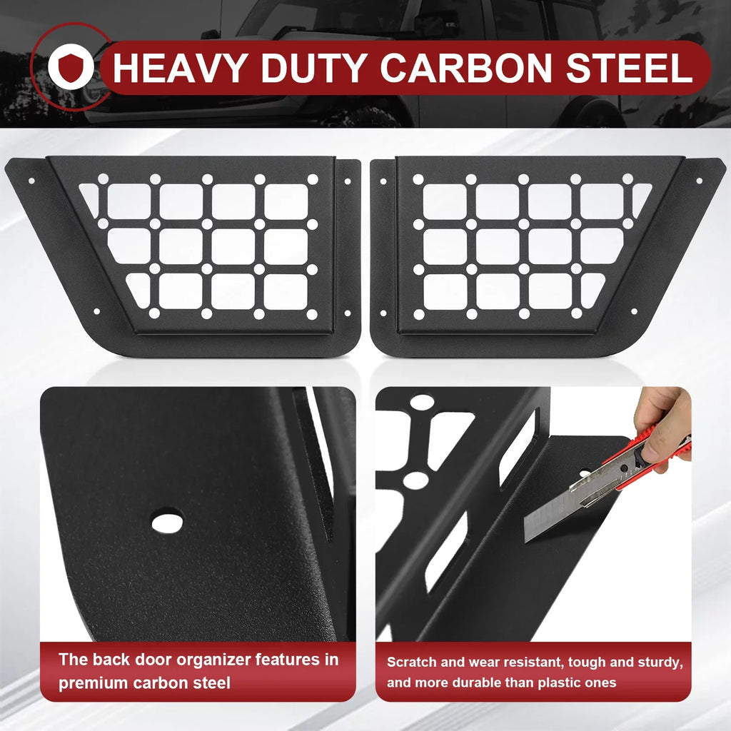 MFC 2Pcs Rear Door Storage Pocket Side Organizer Box Compatible with for Ford Bronco Accessories