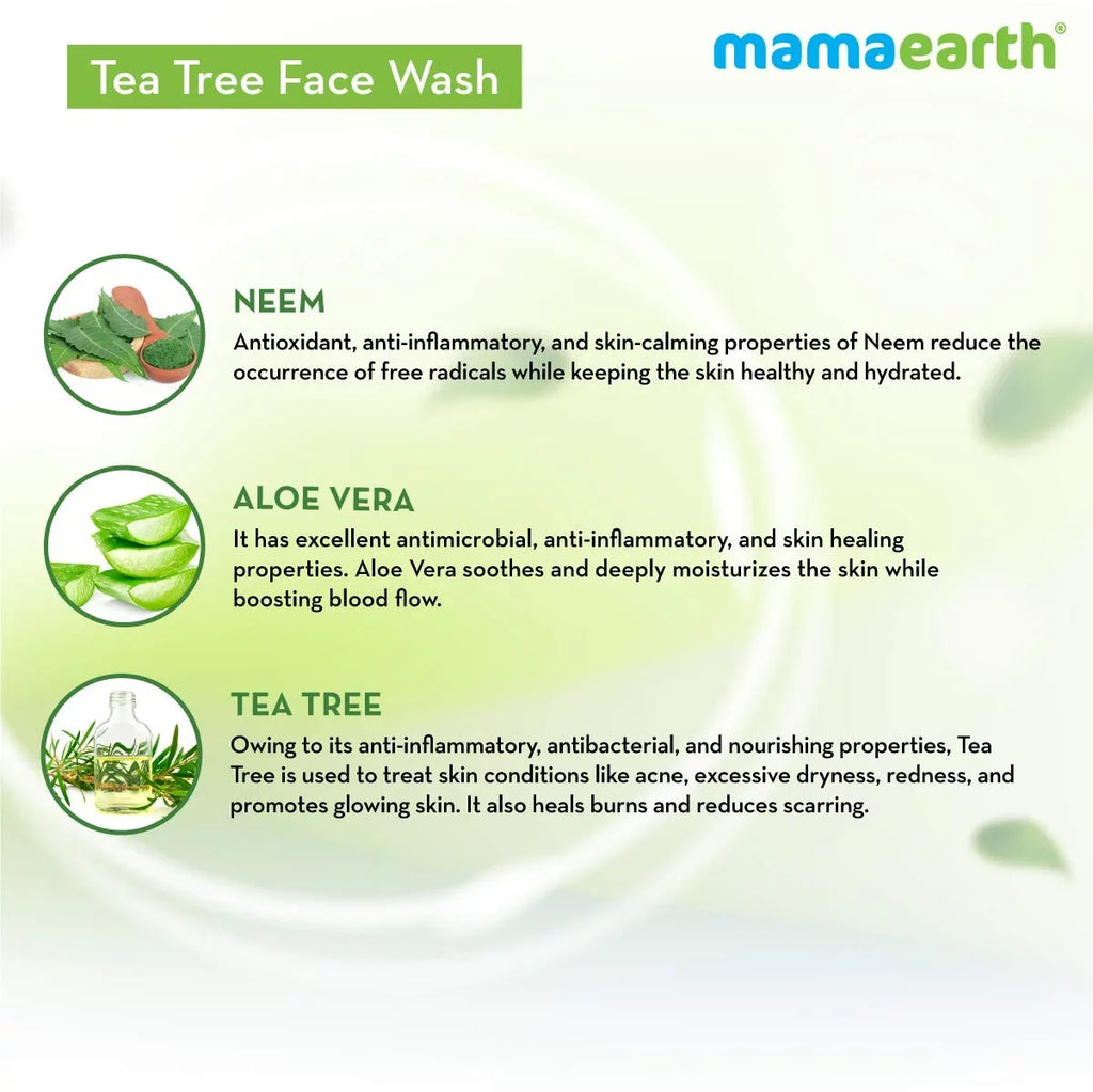 Mamaearth Tea Tree Face Wash with Neem for Acne & Pimples 250ml for Cleansing