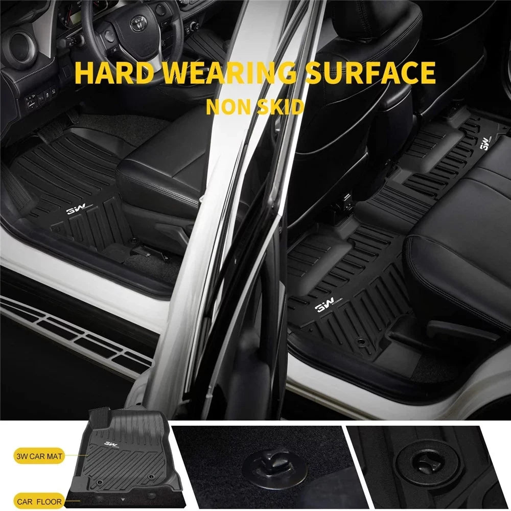 3W Floor Mats&Cargo Liner for Jeep Wrangler JL 2018-2021 with subwoofer - All Weather Floor Liners White Logo &Trunk mats for Jeep Wrangler JL Unlimited Jet