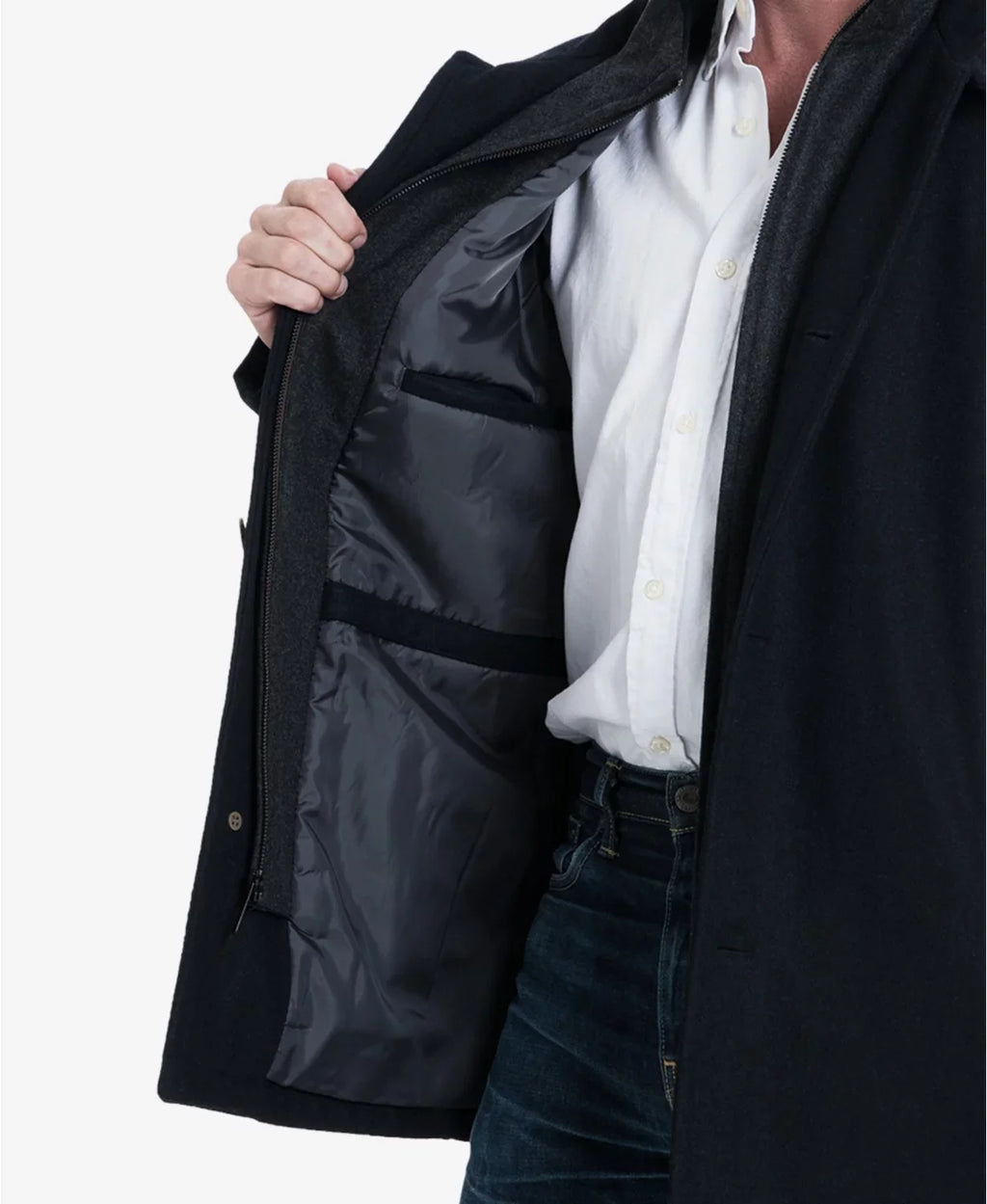 London Fog Men's Wool Blend Button Front Car Coat, Charcoal, XX-Large