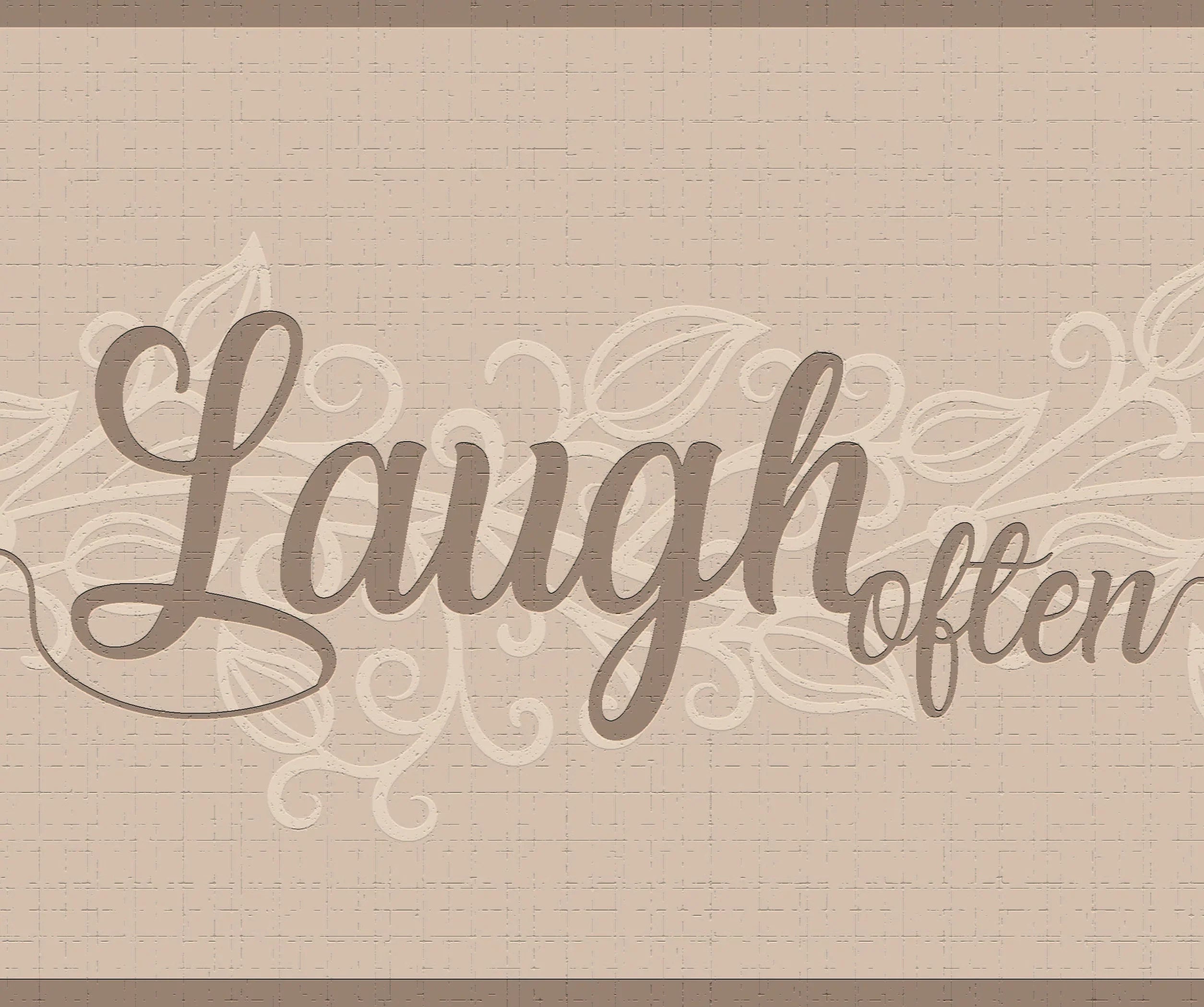 Dundee Deco Peel and Stick Self Adhesive Wallpaper Border - Retro Sepia, Beige Live, Love, Laugh, 15 ft x 7 in
