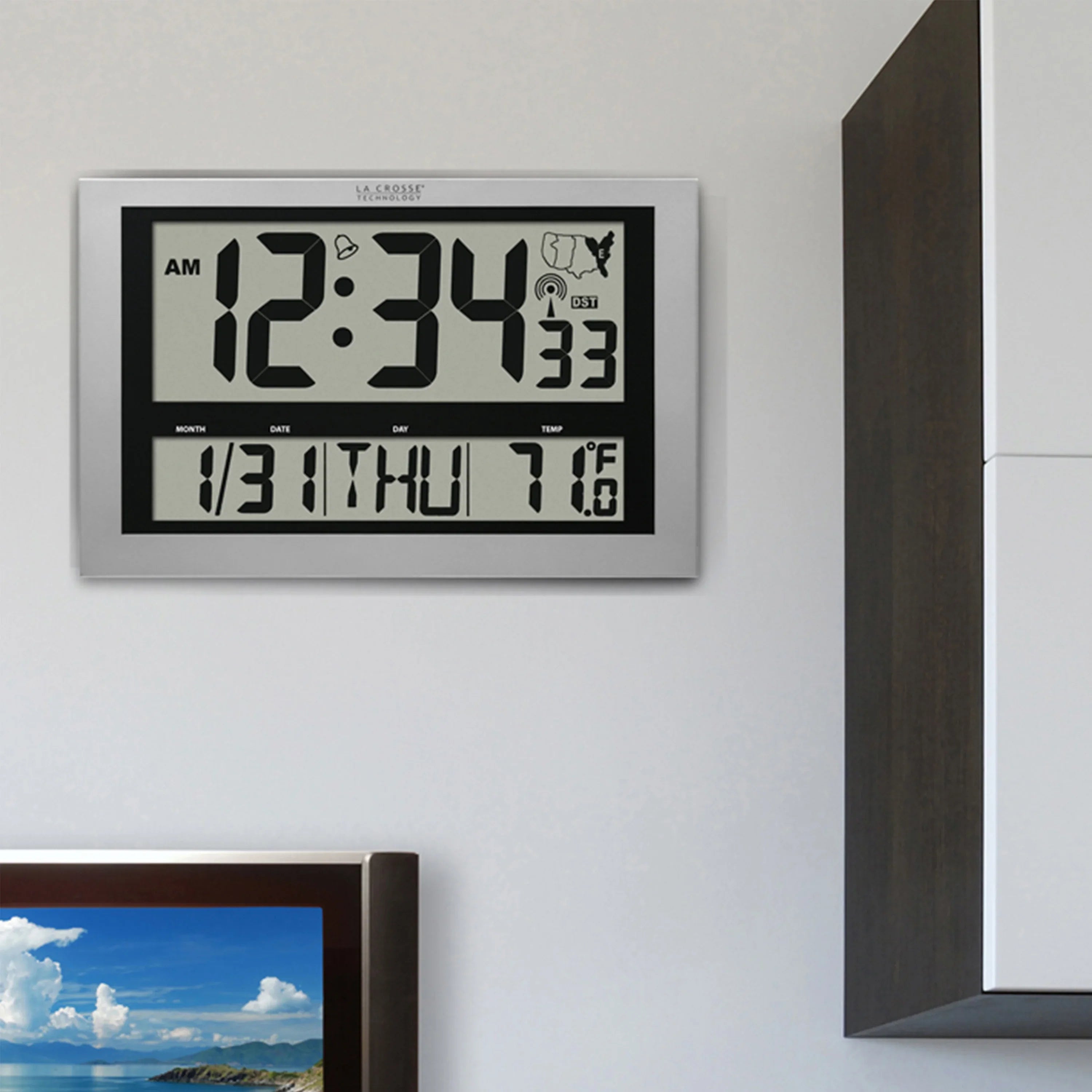 La Crosse Technology 513-1211 Jumbo Atomic Digital Wall Clock with Indoor Temperature