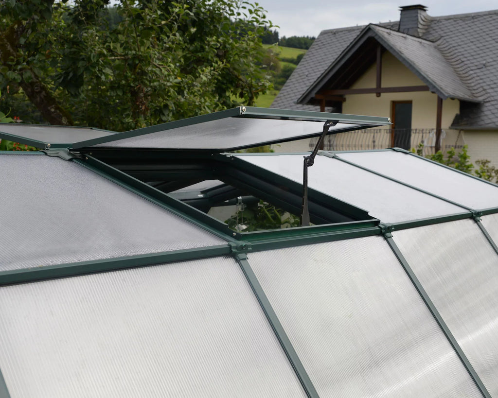 Palram - Canopia Grand Gardener 8' x 12' Clear Walk-In Greenhouse - Green - with 2 Roof Vents
