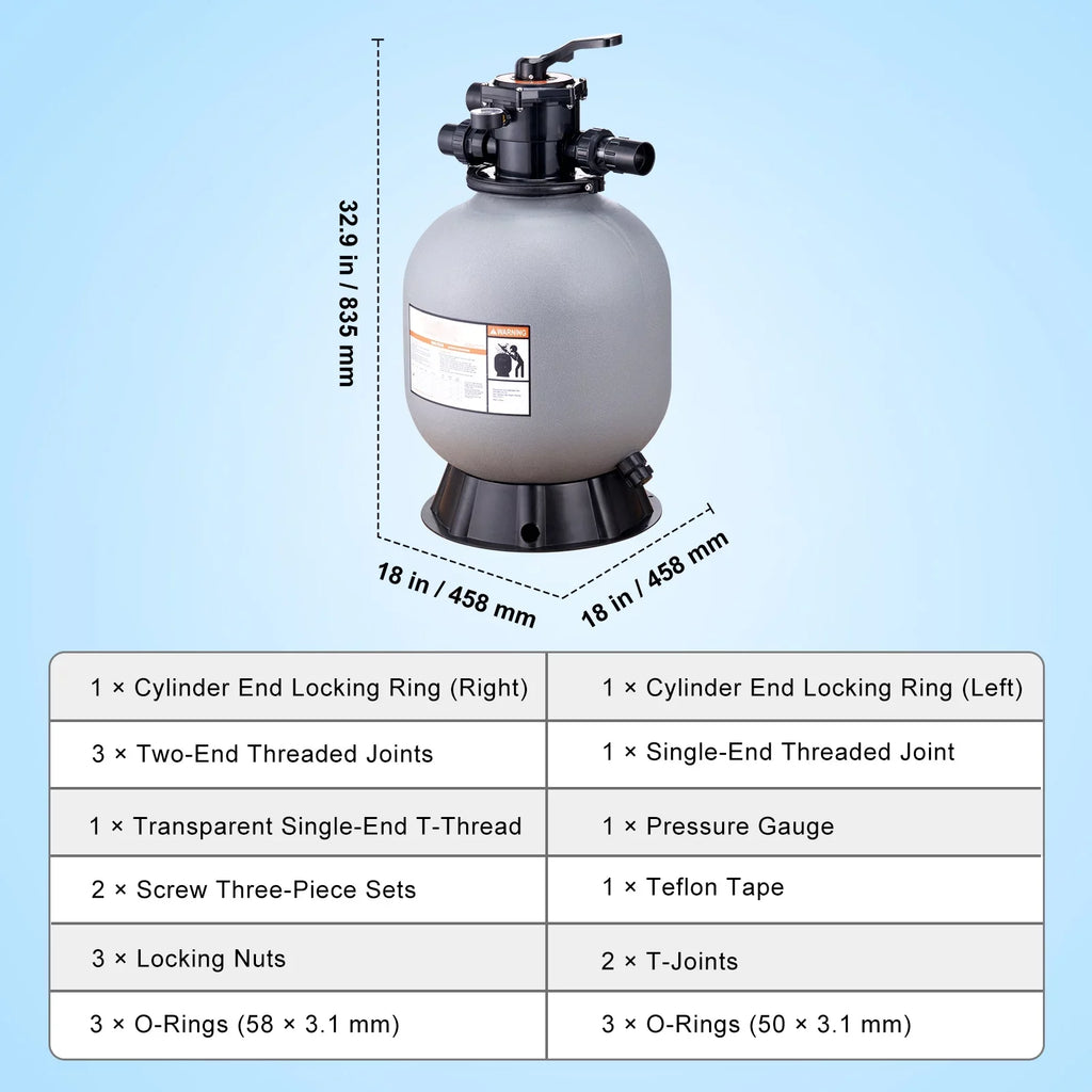 BENTISM Swimming Pool Sand Filter 19" Above Inground Sand Filter with 7-Way Valve