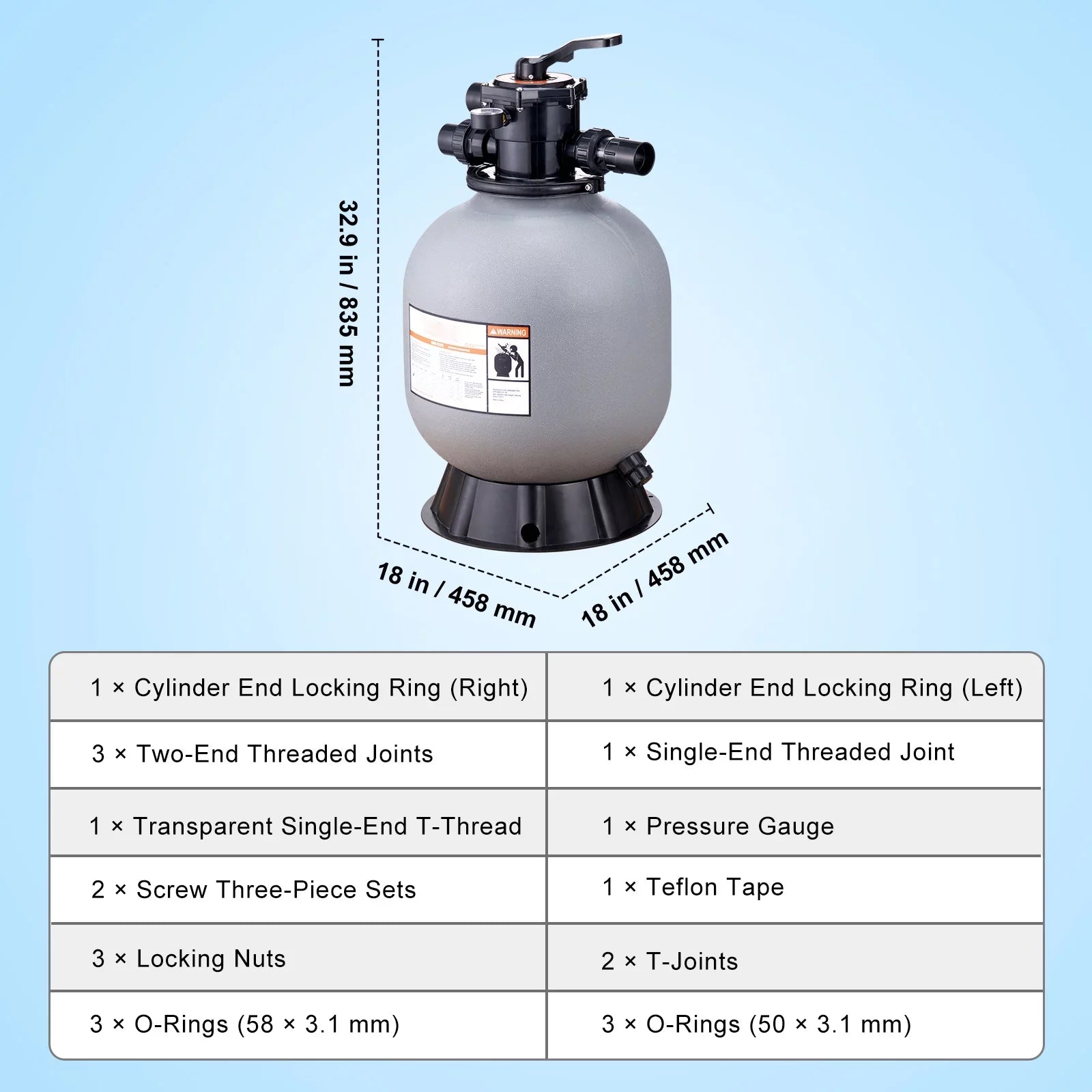 BENTISM Swimming Pool Sand Filter 19" Above Inground Sand Filter with 7-Way Valve