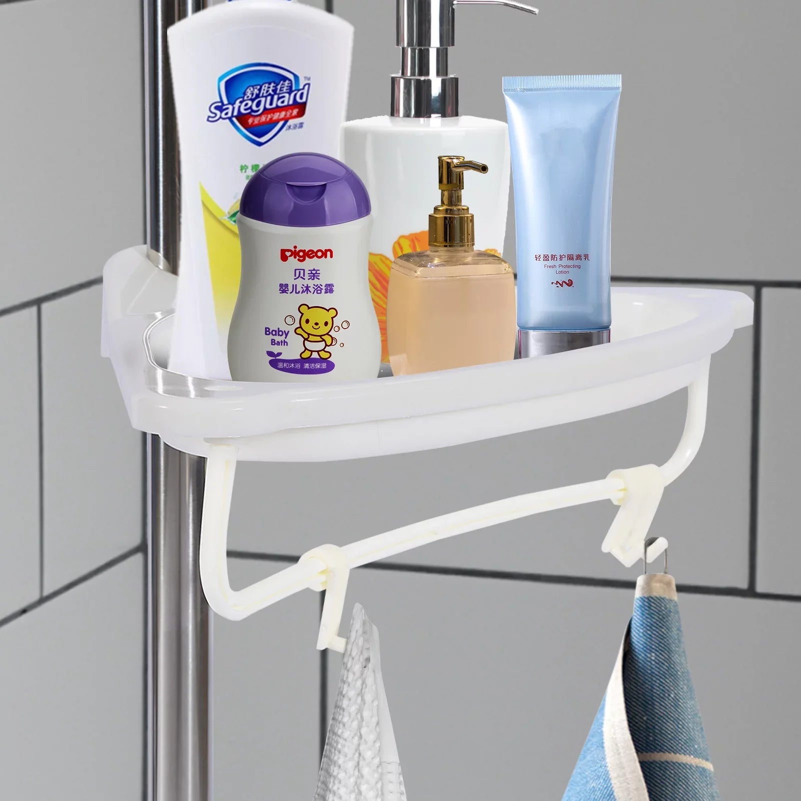Vobor 4 Layer White Bathroom Shower Shelf Corner Organizer Shower Caddy with 4 Shelves, White
