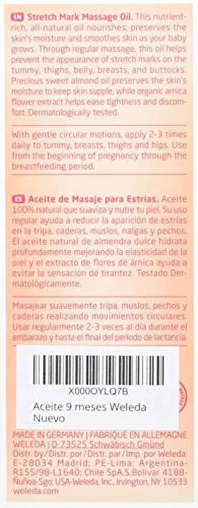 Weleda: Pregnancy Body Oil for Stretch Marks, 3.4 Fl. Oz (Pack of 1)