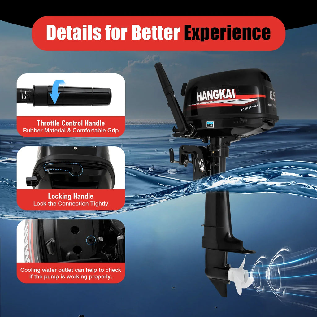 LOYALHEARTDY Outboard Motor 6.5 4 Stroke Boat Engine Fishing Boat Kayak Engine Water Cooling 123CC