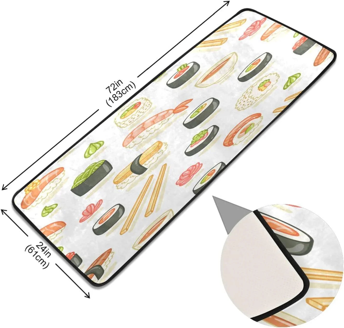 Japanese Sushi Runner Rug - 24"x72" Ultra Soft Non-Slip Floor Mat Washable Area Rugs for Kitchen Bathroom Entry Home Decor Gifts