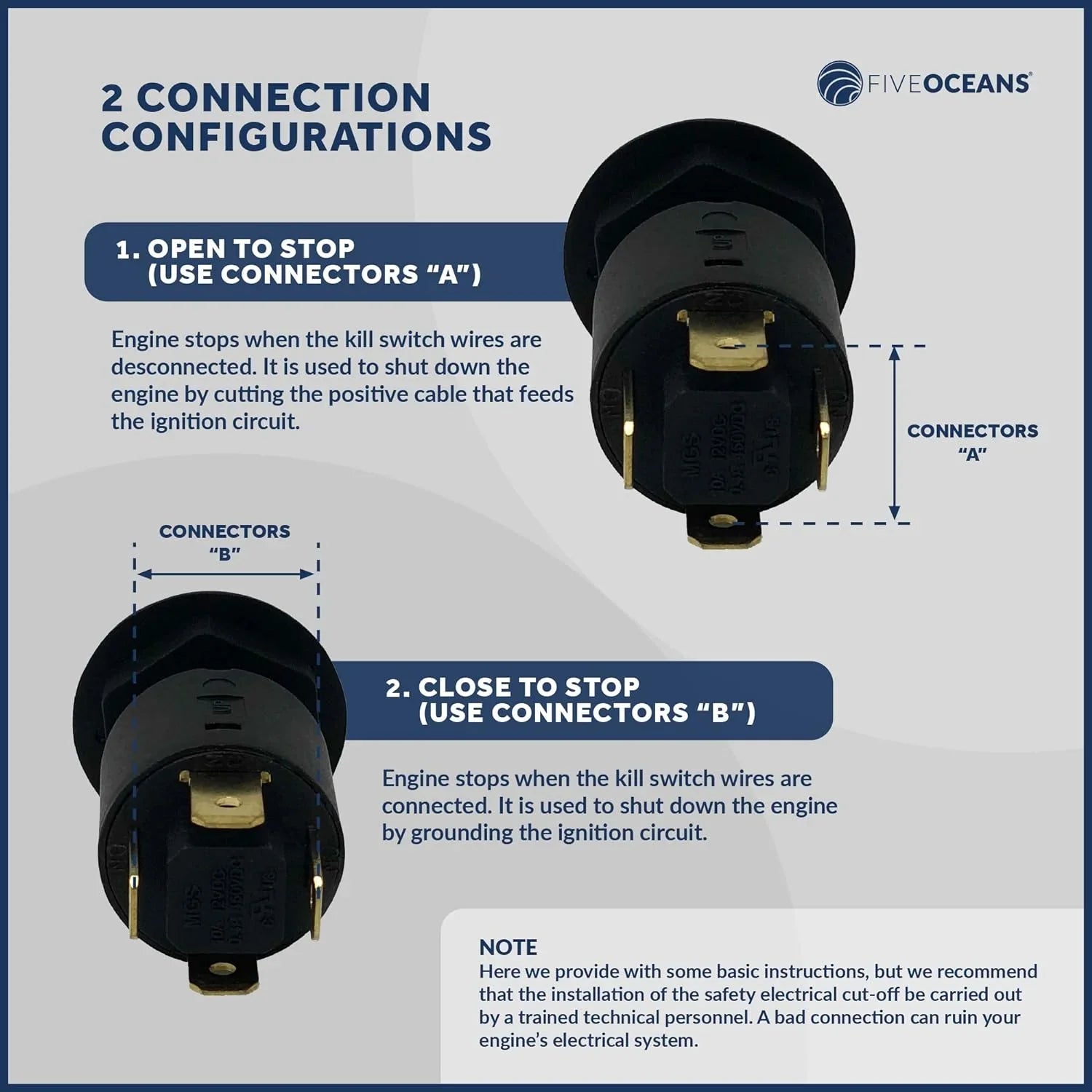 Five Oceans Marine Universal Emergency Cut-Off Switch, Kill Switch, Engine Shut-Off Switch 12VDC, Coil Extendable Lanyard, Snap Hook and Red Buoy, for Jet Ski, Inflatable Boats, ATVs - FO1518