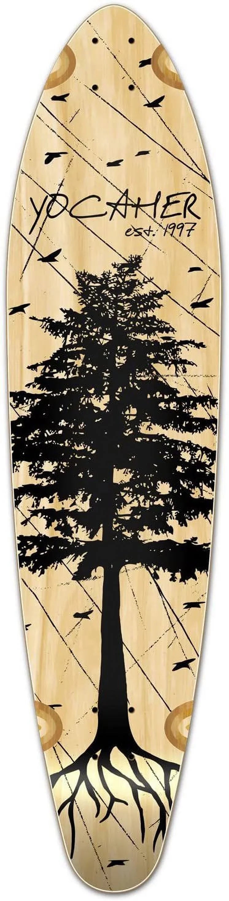 Yocaher Kicktail Longboard Complete - In the Pines : Natural