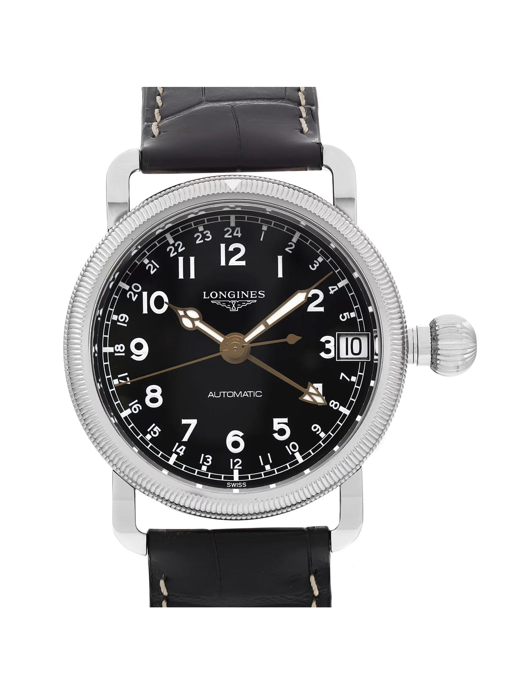 New Longines Heritage Avigation GMT Steel Ebony Automatic Watch L2.778.4.53.2