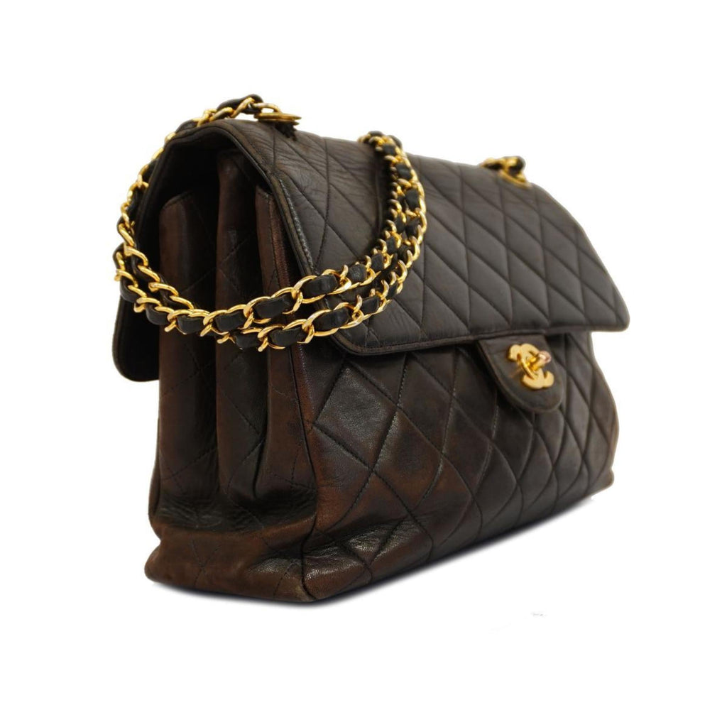 Pre-Owned Chanel Shoulder Bag Matelasse Double Face W Chain Lambskin Dark Women's (Good)