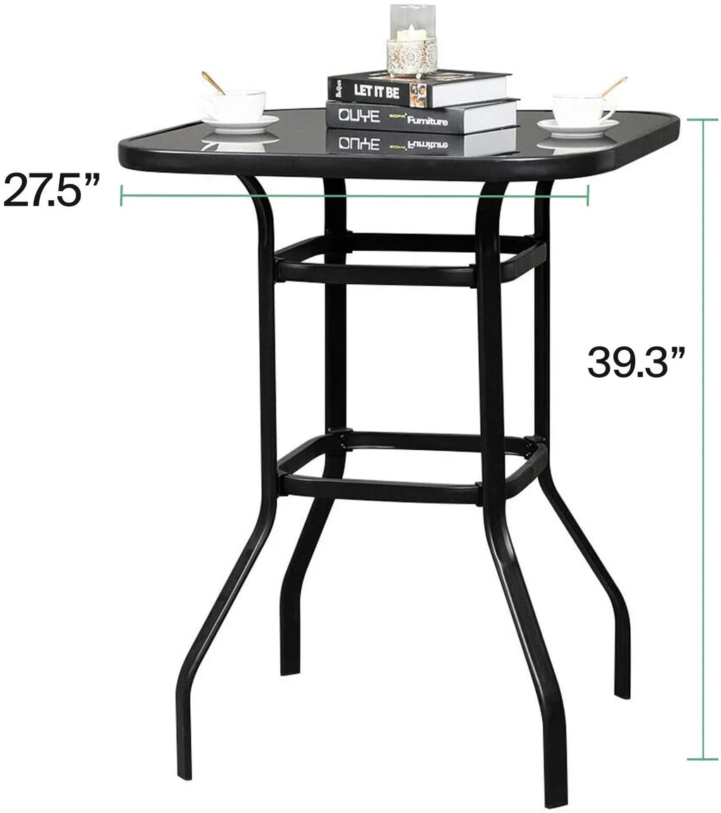 Brier Porch Meal Squire Bar Outside Dining Table With Metal Finish