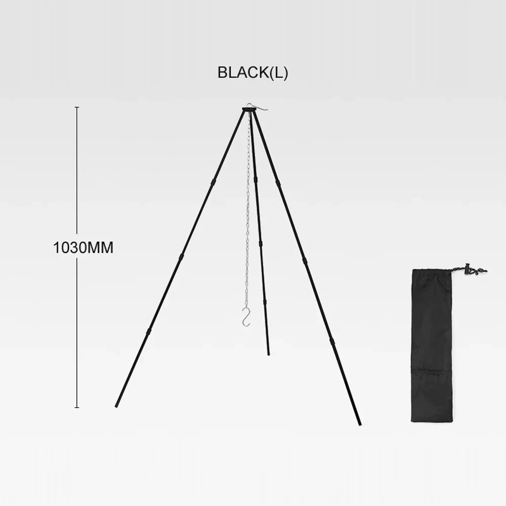 walmeck Detachable Campfire Tripod Bonfire Rack - Portable Aluminum Alloy Folding Bracket for Camping Picnic BBQ