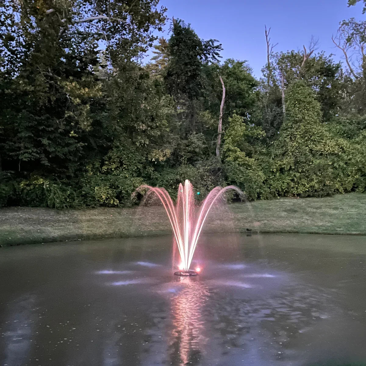 HALF OFF PONDS 1.5 Floating Fountain | 100 foot Cord | 11 Patterns | White Lights | Surface Aeration for Ponds | AQF125003X3W-100