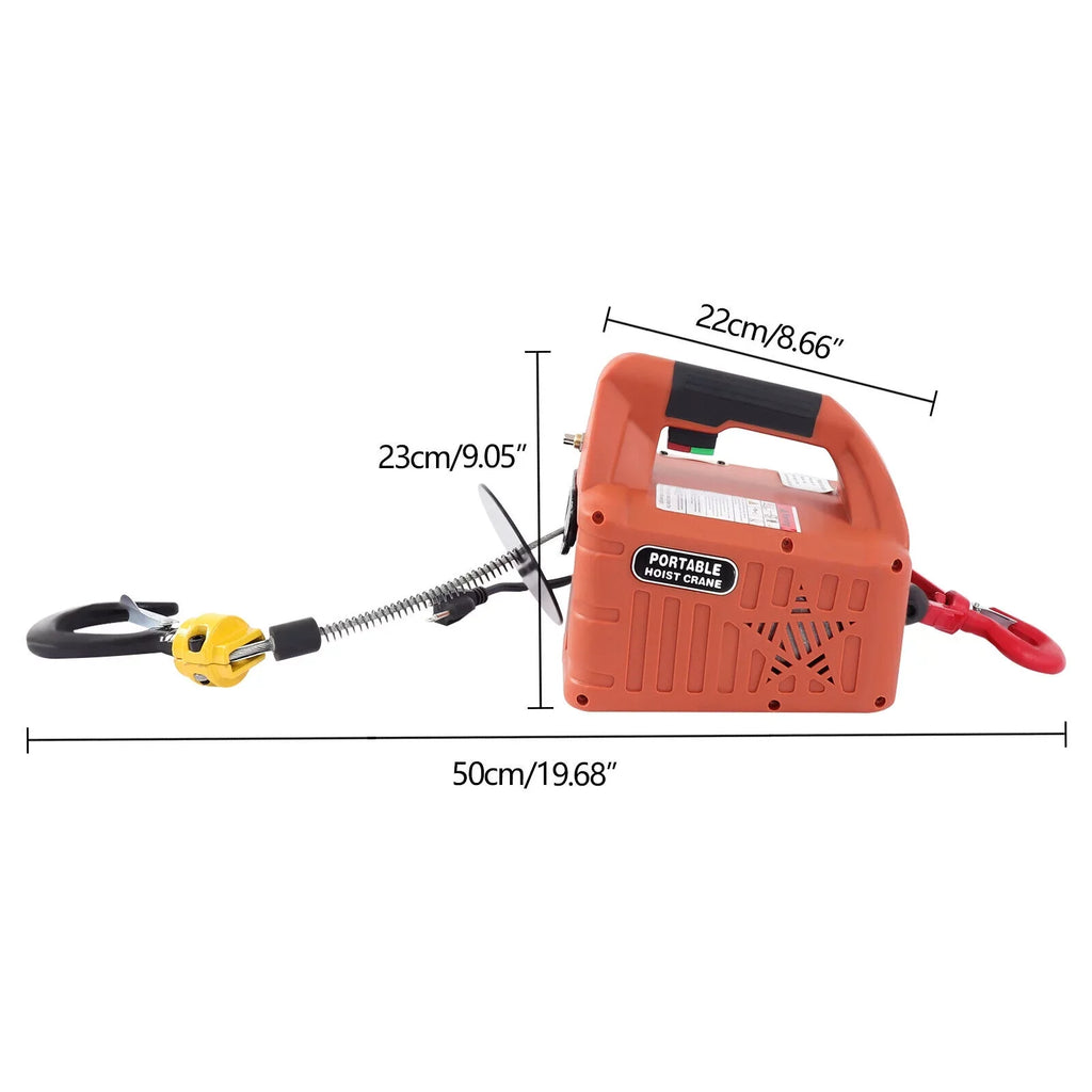 Miumaeov Electric Hoist Winch w/ Remote Control 200kg/440lb 62ft Lift Crane Heavy Duty