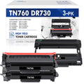 TN760 TN730 Toner Cartridge and DR730 Drum Unit Set Compatible for Brother DCP-L2550DW HL-L2350DW MFC-L2710DW MFC-L2690DW Printer (2x TN-760 Toner, 1x DR-730 Drum Unit )