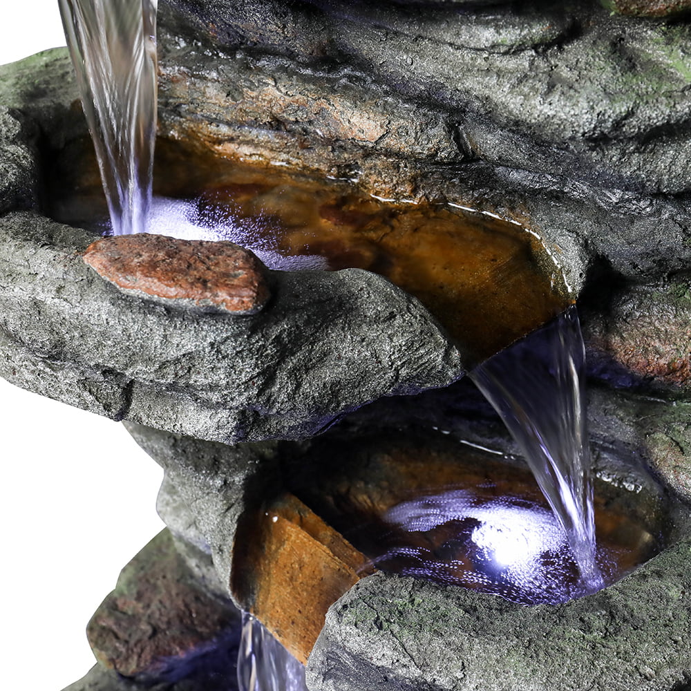 Kmowoo 32.6inches Rock Water Fountain with Led Lights