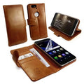 C1-89 Vintage Leather Wallet Free Screen Protector Case Cover for Huawei Nexus 6P - Brown