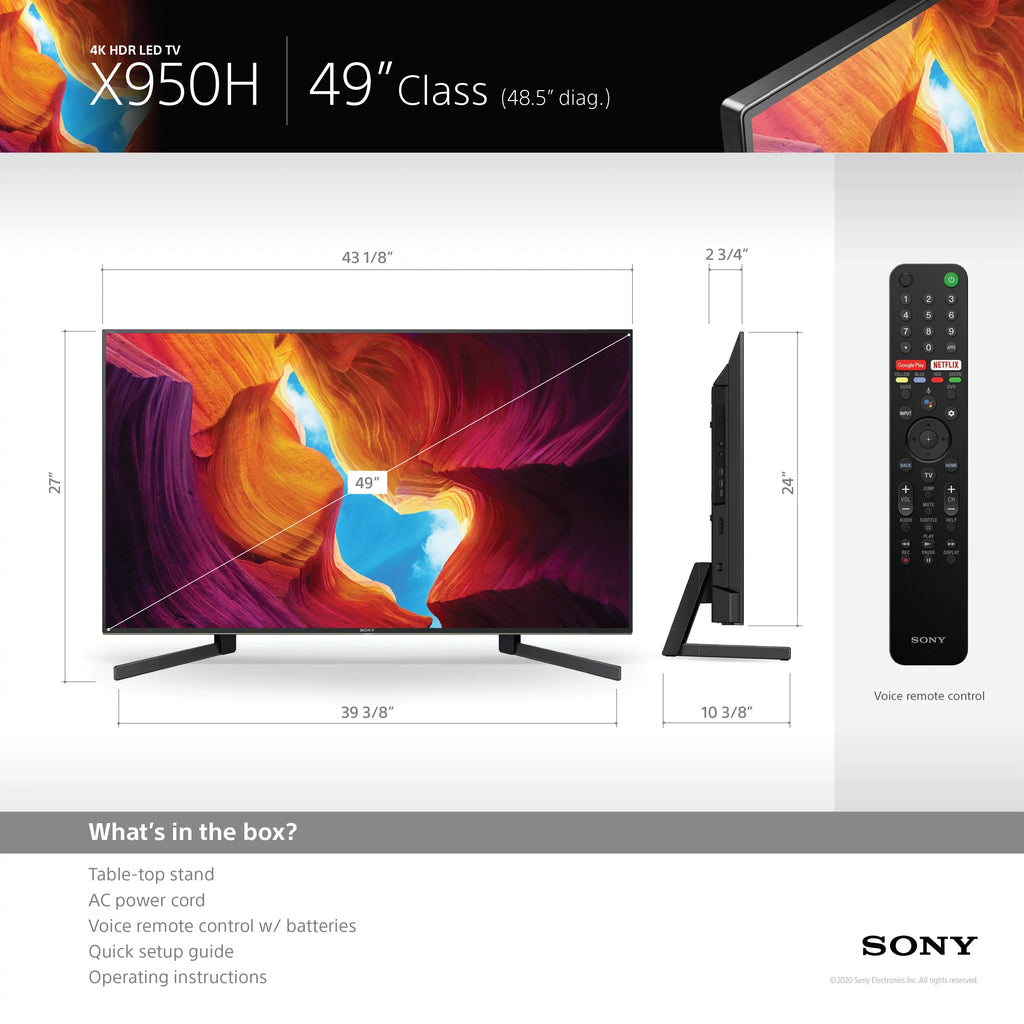 49" Class 4K UHD LED Android Smart TV HDR BRAVIA 950H Series XBR49X950H