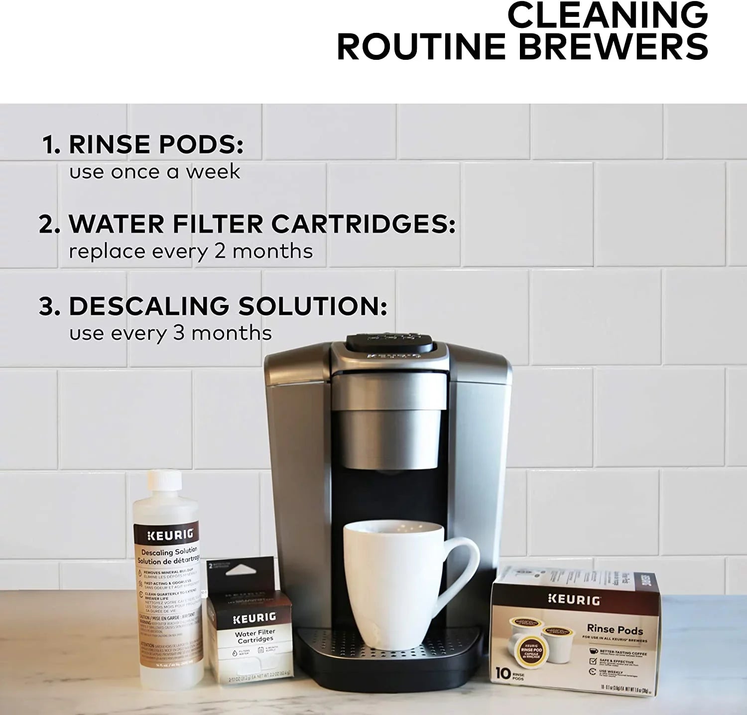 Rinse Pods, Reduces Flavor Carry Over, Compatible with Classic/1.0 & 2.0 K-Cup Pod Coffee Makers, 10 Count (Pack of 6)