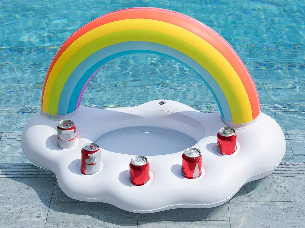 lnflatable Rainbow Cloud Drink Float, Large Capacity Pool Cooler Drink Holder Floating Beverage Salad Fruit Serving Bar Pool Float Party