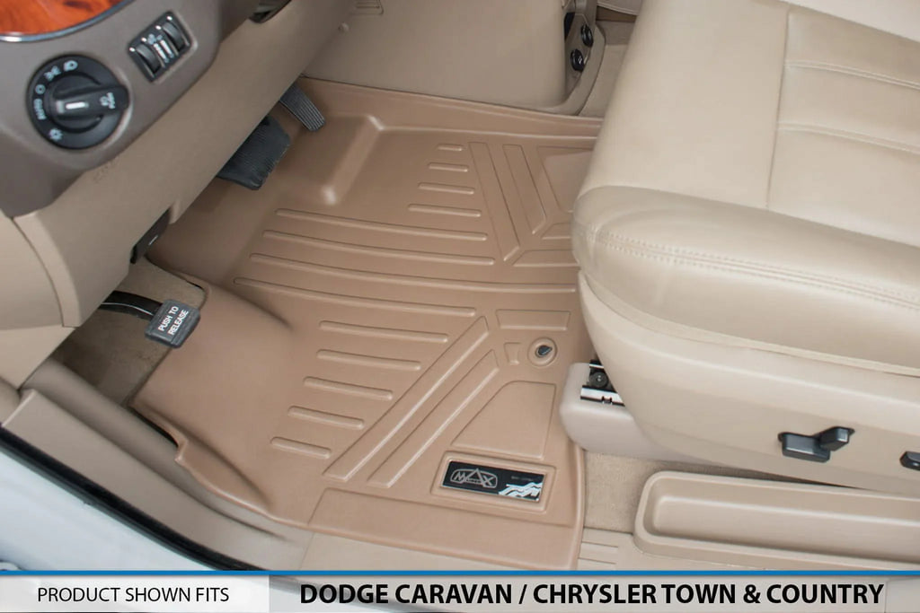 Smartliner Front 1st Row Floor Liner Mat Tan for 2008-2020 Dodge Grand Caravan