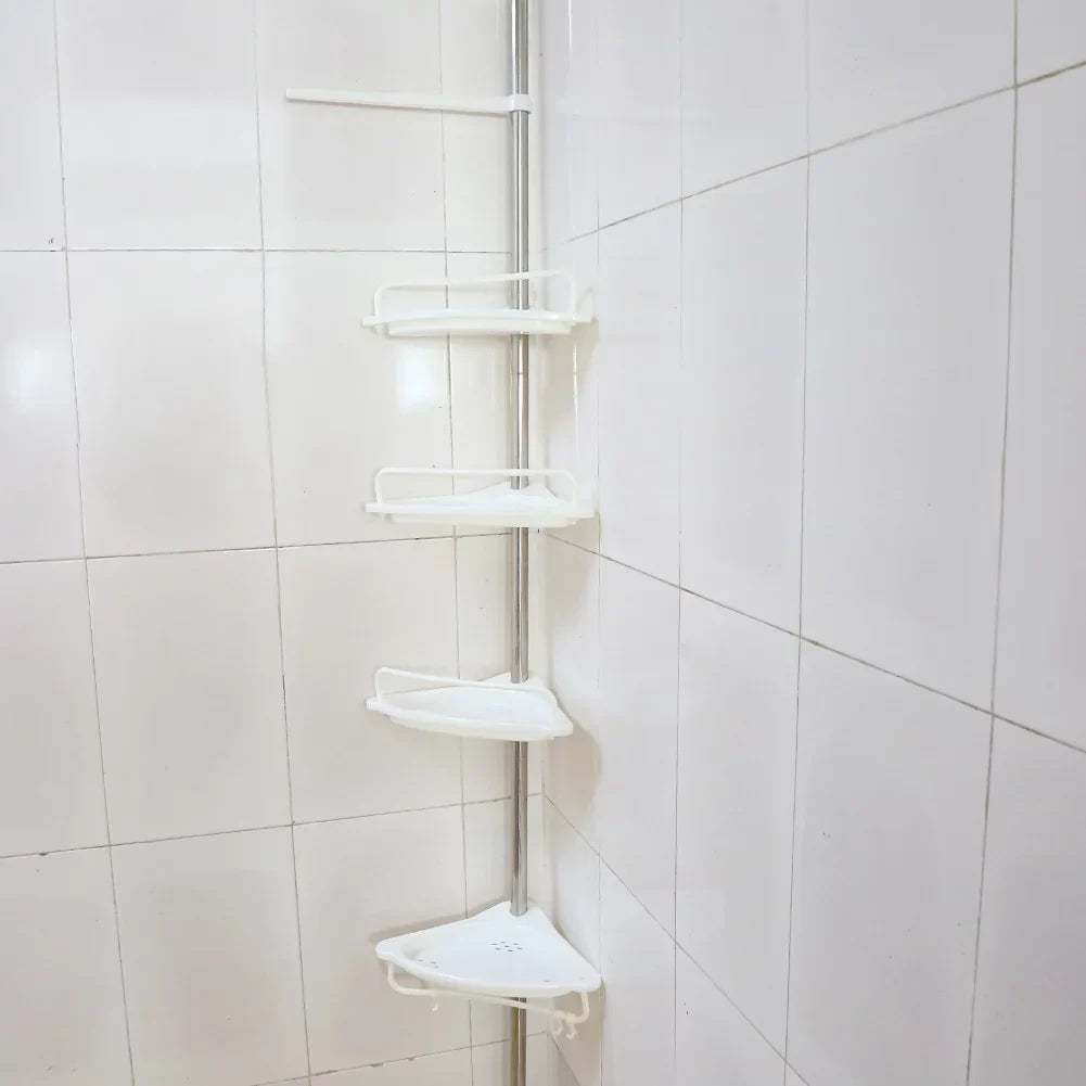 Vobor 4 Layer White Bathroom Shower Shelf Corner Organizer Shower Caddy with 4 Shelves, White