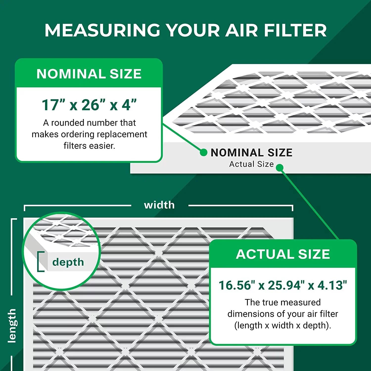 Filterbuy 17x26x4 MERV 8 Pleated HVAC AC Furnace Air Filters for Lennox x6664 (1-Pack)