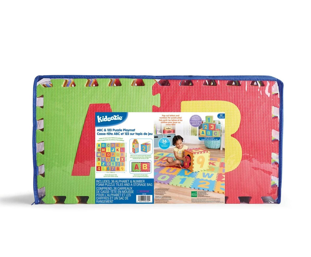 Kidoozie ABC & 123 Puzzle Playmat, Foam Playmat with Storage Bag for Toddler or Preschooler, Ages 12m+