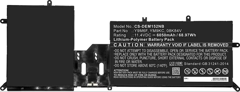 Genuine Alienware M17 R2 11.4V 76WH 6334MAH Y9M6F Battery W/ Cable YM9KC Laptop Batteries