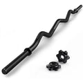 FIXTECH 47'' Olympic Curl Bar with Collars for All Standard Plates, 220-Pound Capacity, Jet