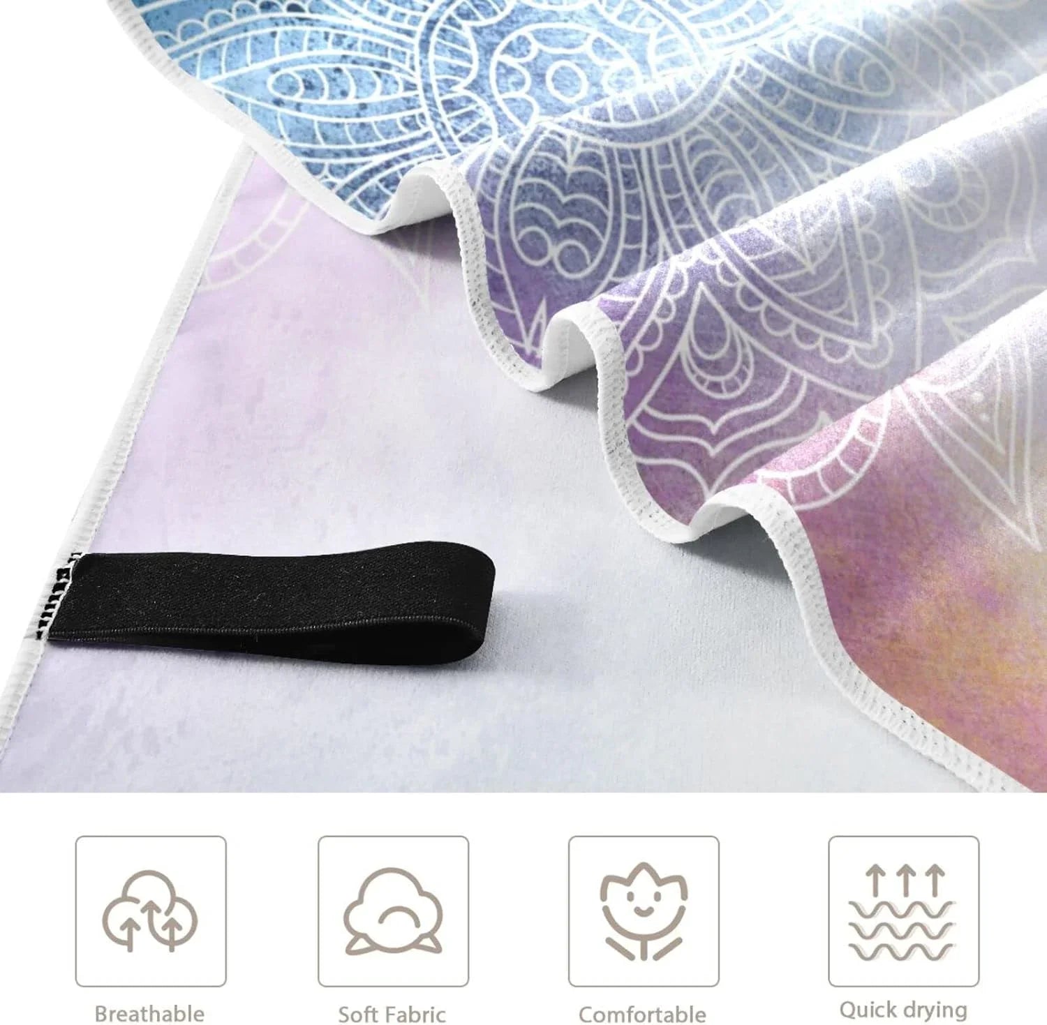 Bestwell Purple Mandala's Beach Towel - Load Compact Oversized Travel Towels - Super Absorbent Quick Dry Towel for Swimming Camping Holiday（156）