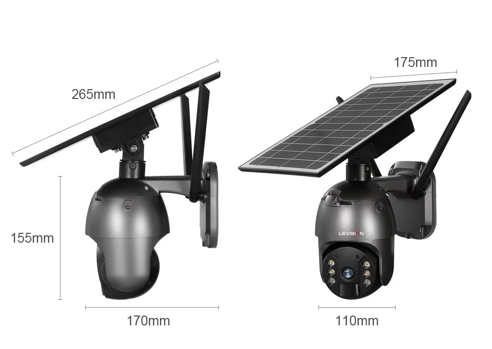 LS VISION 4MP Wifi Wireless Security Camera System Outdoor PTZ Solar Battery Powered Camera