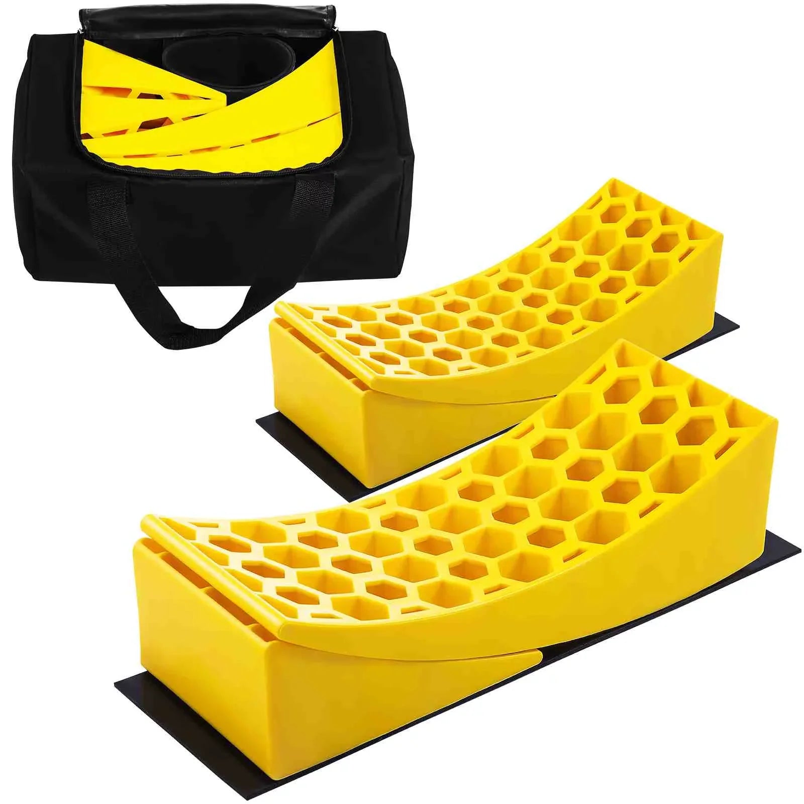 BENTISM Camper Leveler 2 Pack 35000lbs Curved RV Levelers Camper Leveling Honeycomb Blocks Chocks for Trailers Campers Vans Trucks