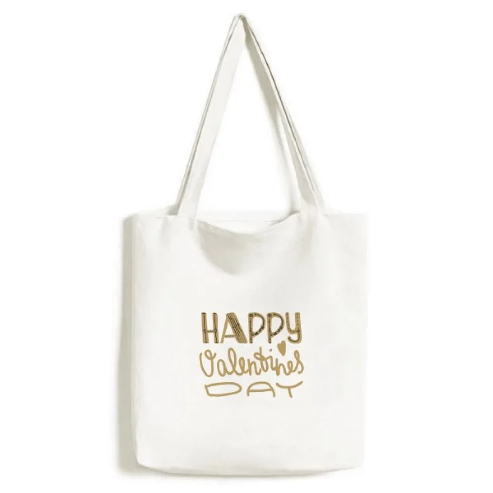 happy valentine day quote style tote canvas bag shopping satchel casual handbag