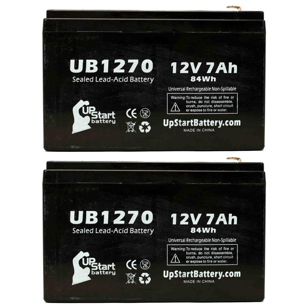 2x Pack - Compatible Upsonic PCM140VR Battery - Replacement UB1270 Universal Sealed Lead Acid Battery (12V, 7Ah, 7000mAh, F1 Terminal, AGM, SLA) - Includes 4 F1 to F2 Terminal Adapters