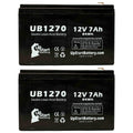 2x Pack - Compatible Upsonic PCM140VR Battery - Replacement UB1270 Universal Sealed Lead Acid Battery (12V, 7Ah, 7000mAh, F1 Terminal, AGM, SLA) - Includes 4 F1 to F2 Terminal Adapters