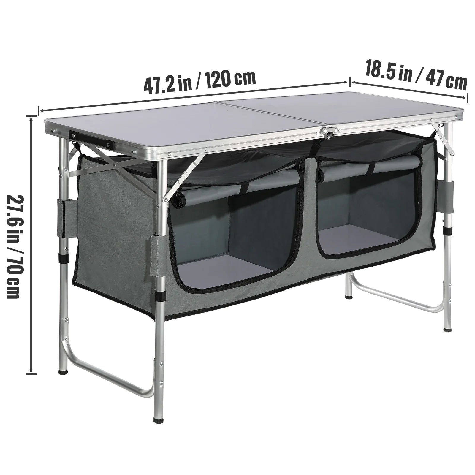 SKYSHALO Folding Portable Cook Station 3 Adjustable Heights Camping Kitchen Table