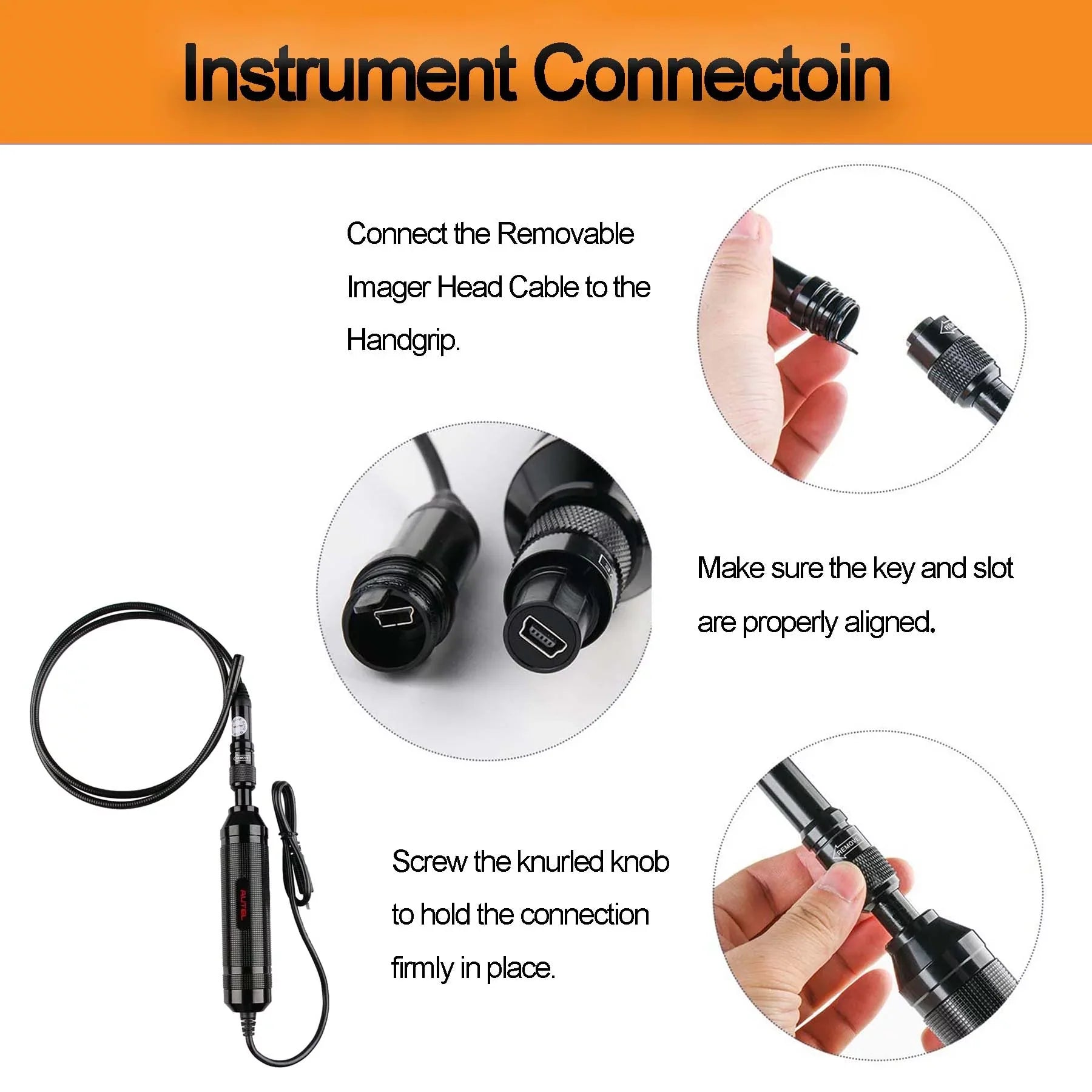 Autel MaxiVideo MV108 Digital Inspection Camera Video Scope with Waterproof Imager Head Work with PC MS906BT MS906TS MS906 PRO MS906S MS906 PRO-TS MS908P MX808 MS909 MS919 MS Ultra MS Elite-MV108