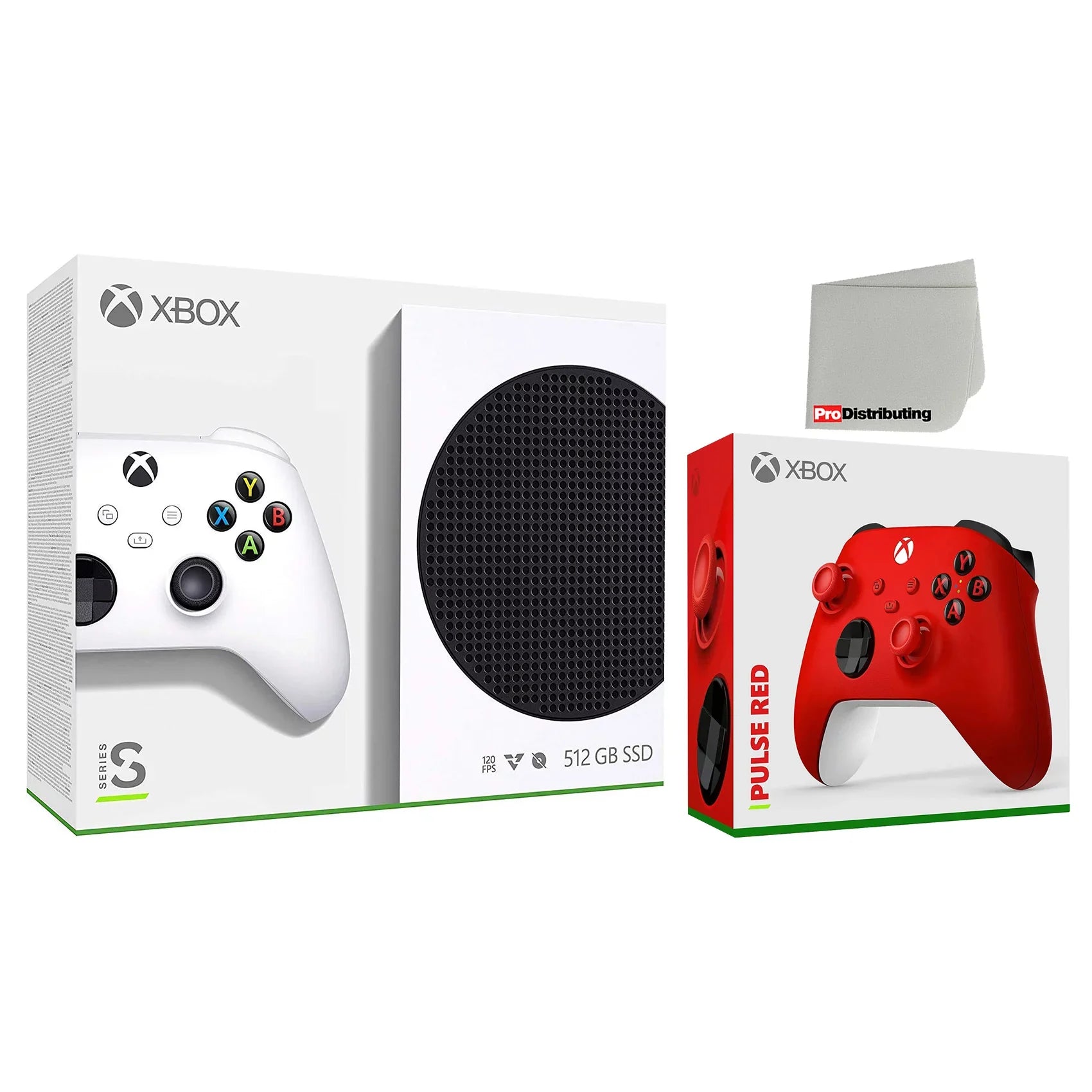 Xbox Series S 512GB Digital Console with Extra Pulse Red Controller and Microfiber Cleaning Cloth
