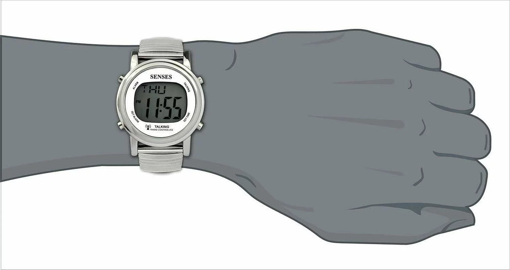 Five Senses Atomic Talking Watch - Sets Itself Senses Metal Easy-to-Read Talking Watch For Elderly Seniors Hard of Hearing Vision Impaired (1021)