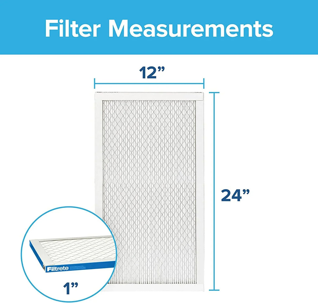 Filtrete 12x24x1 Air Filter, MPR 1900, MERV 13, Healthy Living Ultimate Allergen 3-Month Pleated 1-Inch Air Filters, 2 Filters