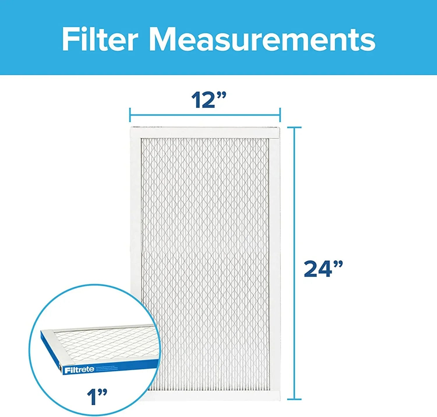 Filtrete 12x24x1 Air Filter, MPR 1900, MERV 13, Healthy Living Ultimate Allergen 3-Month Pleated 1-Inch Air Filters, 2 Filters